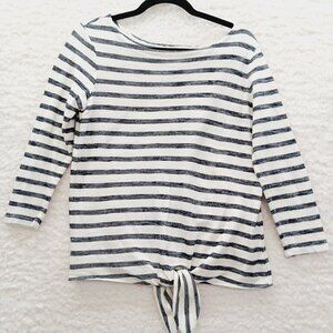 Blouse Size S Black Beige Stripe Nautical Sailorcore Resort Travel Casual Cruise